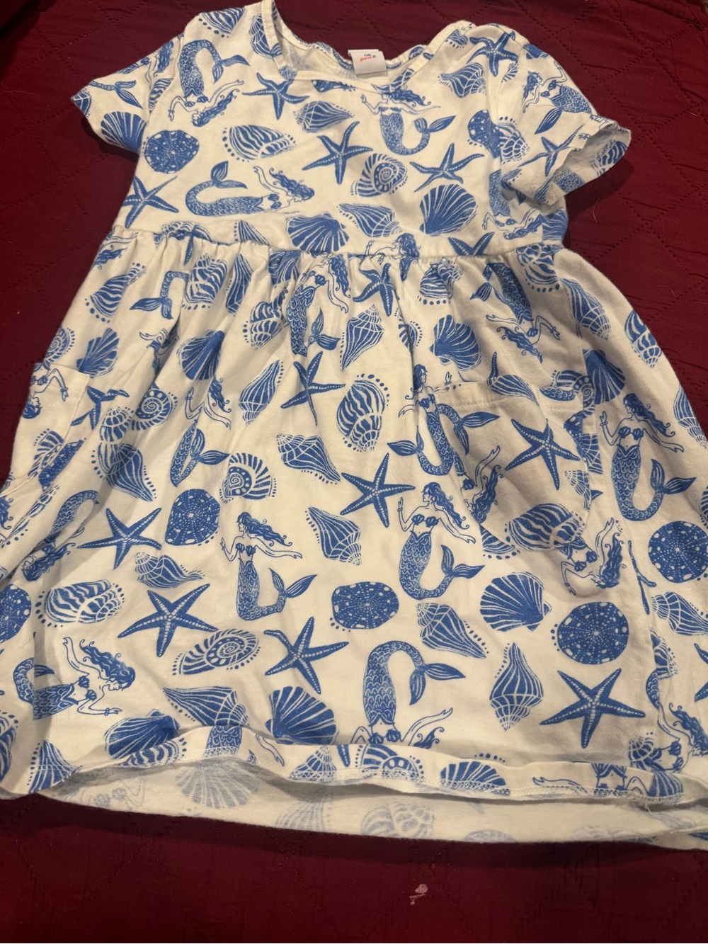 Old Navy White and Blue Mermaid & Seashell Print Dress summer toddler dress